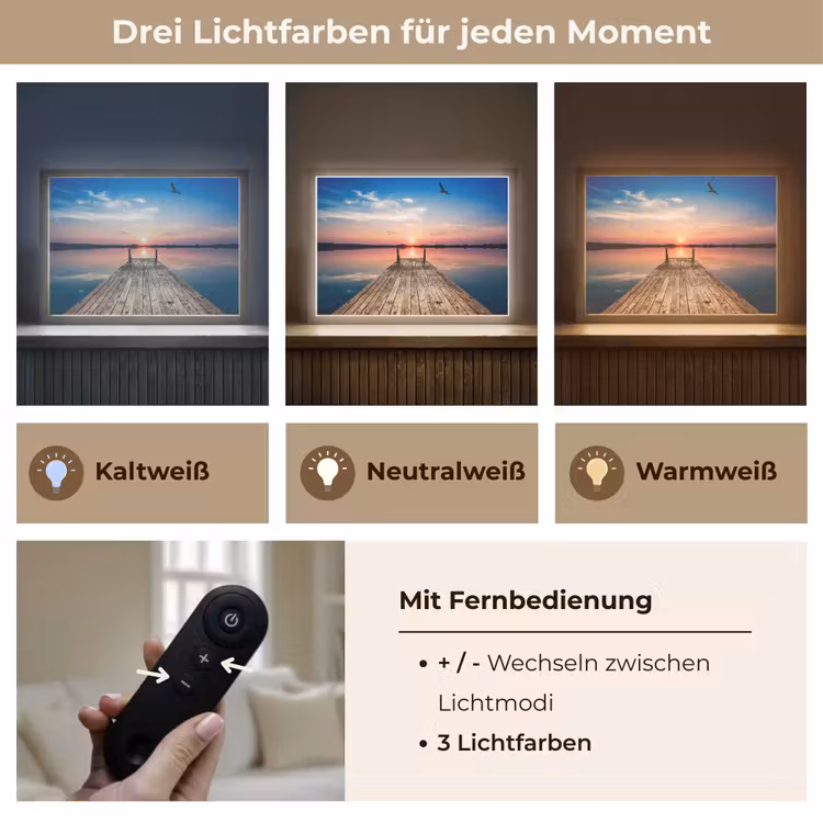Steiger - Water - Zonsondergang - Roze - Horizon Light Box met batterij (Wandlamp) middel -USP_lichtkleurDE