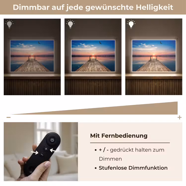 Steiger - Water - Zonsondergang - Roze - Horizon Light Box met batterij (Wandlamp) middel -USP_dimbaarDE