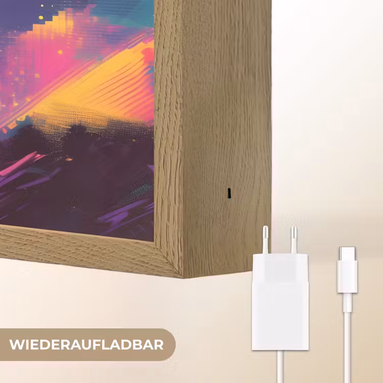 Sterren - Bergen - Kleurrijk Light Box met batterij (Wandlamp) middel -USP_websiteoplaadbaarDE