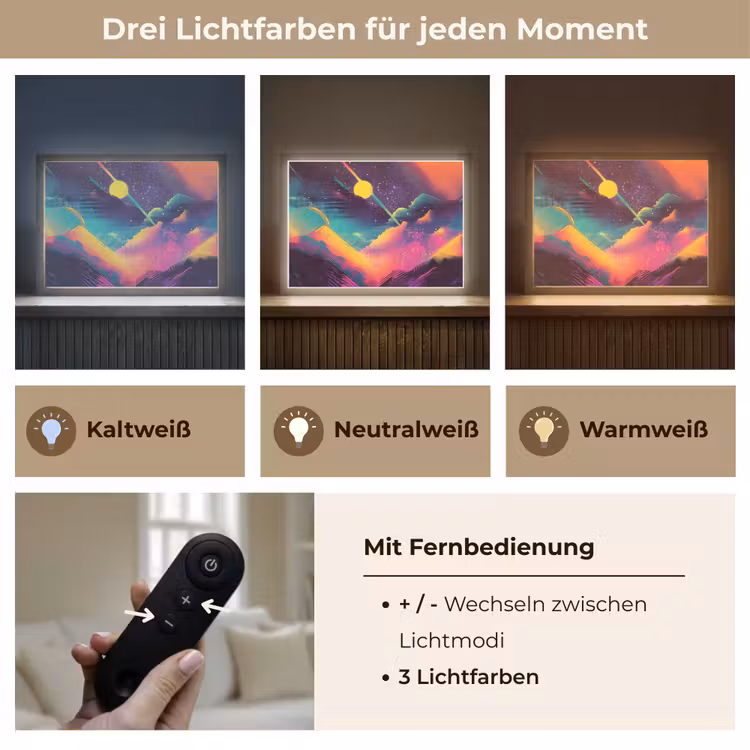 Sterren - Bergen - Kleurrijk Light Box met batterij (Wandlamp) middel -USP_lichtkleurDE