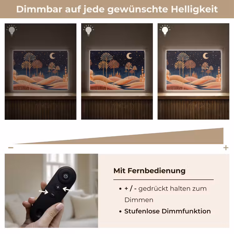 Sterrenhemel - Palmen - Rivier Light Box met batterij (Wandlamp) middel -USP_dimbaarDE