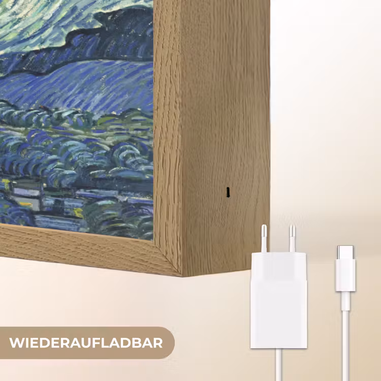 Sterrennacht - Schilderij - Oude meesters - Vincent van Gogh Light Box met batterij (Wandlamp) middel -USP_websiteoplaadbaarDE