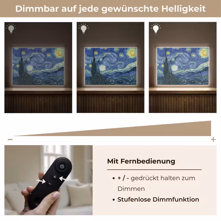 Sterrennacht - Schilderij - Oude meesters - Vincent van Gogh Light Box met batterij (Wandlamp) middel -USP_dimbaarDE