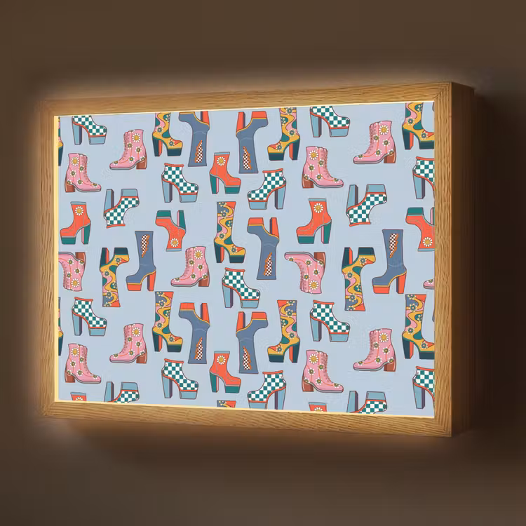 Laarzen - Patroon - Disco Light Box met batterij (Wandlamp) middel 907 -z3d_website