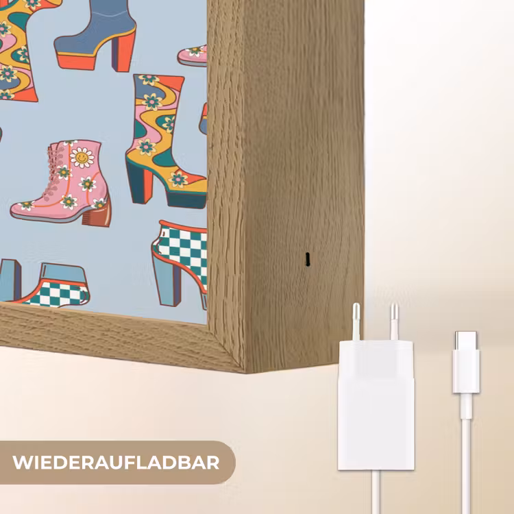 Laarzen - Patroon - Disco Light Box met batterij (Wandlamp) middel 907 -USP_websiteoplaadbaarDE