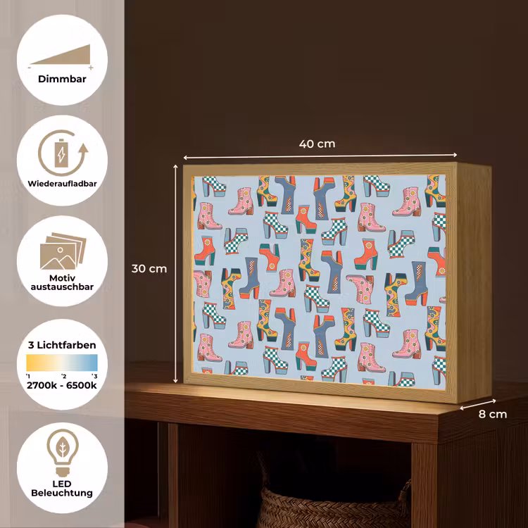 Laarzen - Patroon - Disco Light Box met batterij (Wandlamp) middel 907 -USP_websiteoverzichtDE