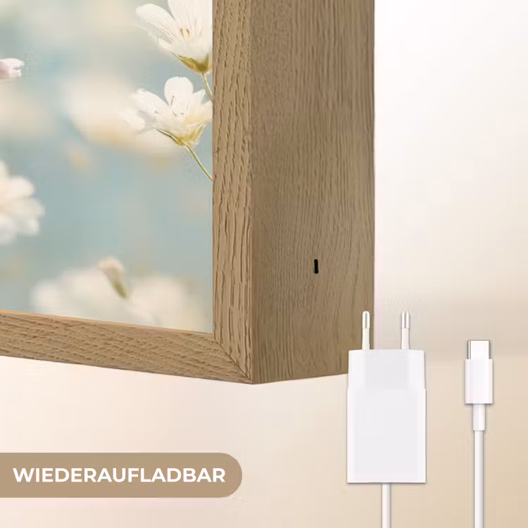 Stängel – Blumen – Luft – Weiß Light Box met batterij (Wandlamp) middel -USP_websiteoplaadbaarDE