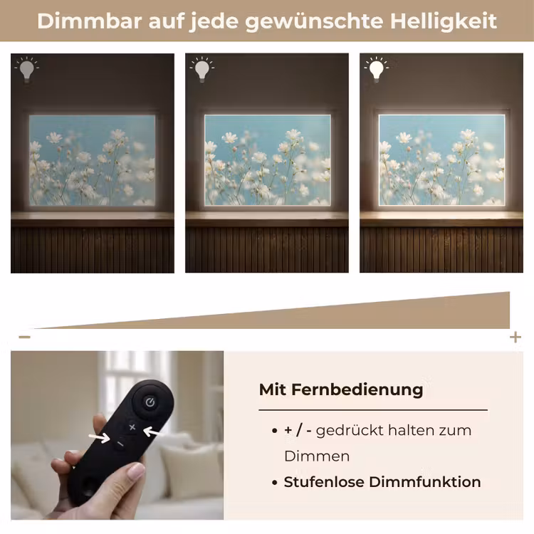 Stängel – Blumen – Luft – Weiß Light Box met batterij (Wandlamp) middel -USP_dimbaarDE