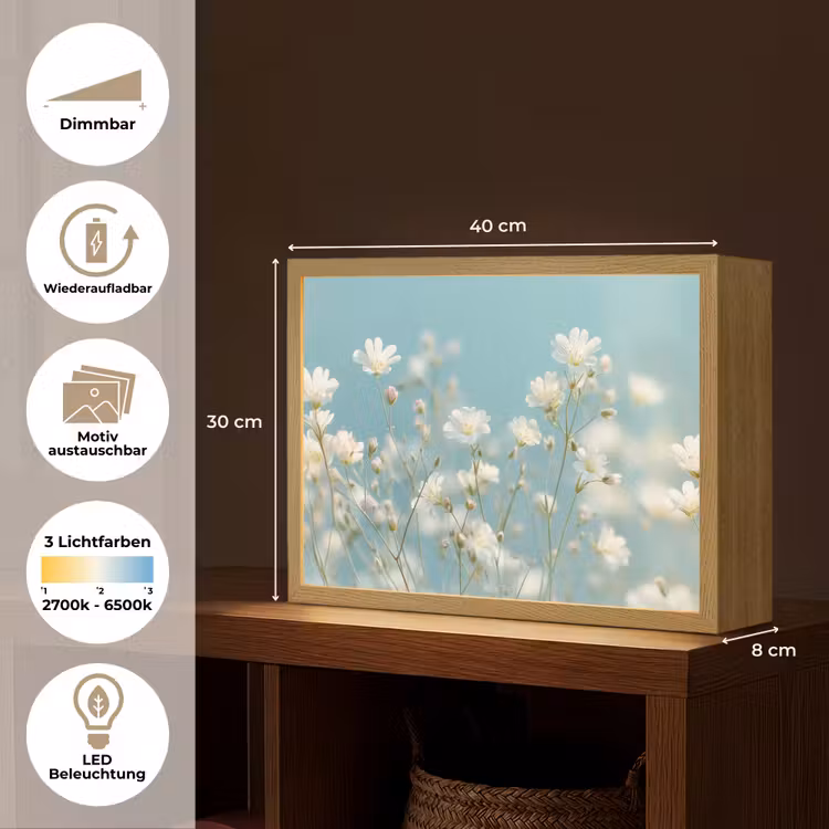Stängel – Blumen – Luft – Weiß Light Box met batterij (Wandlamp) middel -USP_websiteoverzichtDE