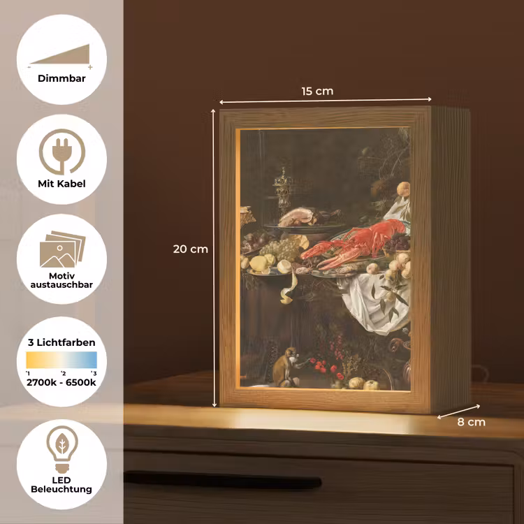 Pronkstilleven - Adriaen van Utrecht - Olieverf Light Box met kabel (Wandlamp) klein -USP_websiteoverzichtDE