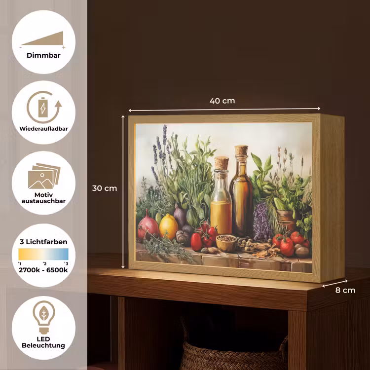 Stilleven - Kruiden - Specerijen - Fruit - Kleurrijk Light Box met batterij (Wandlamp) middel -USP_websiteoverzichtDE