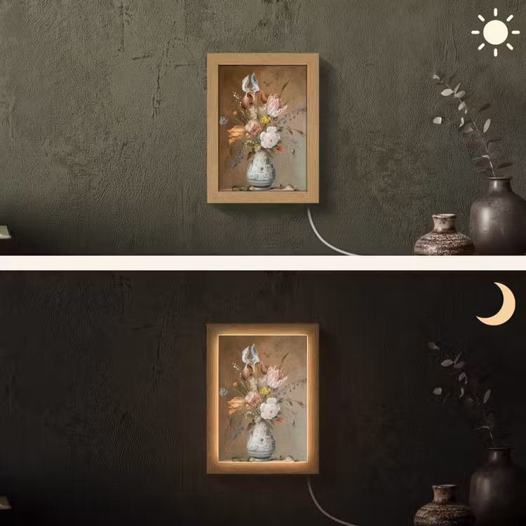 Bloemstilleven - Balthasar van der Ast - Oude Meesters Light Box met kabel (Wandlamp) klein -sfeer3