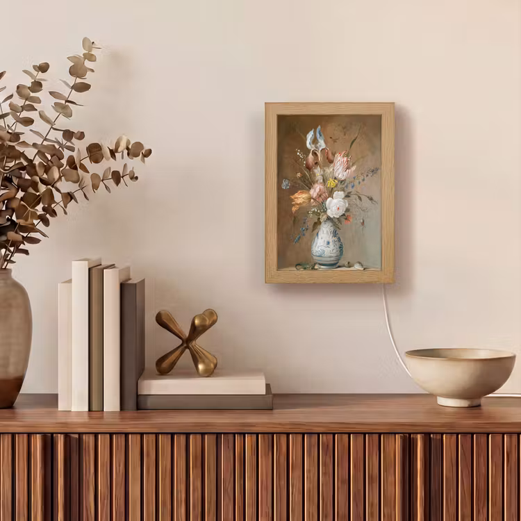 Bloemstilleven - Balthasar van der Ast - Oude Meesters Light Box met kabel (Wandlamp) klein -sfeer2