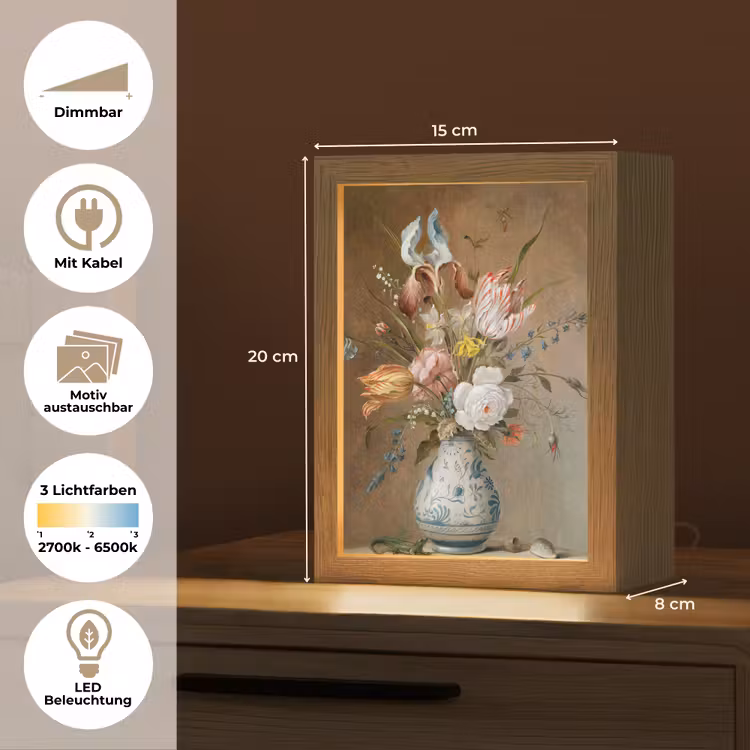 Bloemstilleven - Balthasar van der Ast - Oude Meesters Light Box met kabel (Wandlamp) klein -USP_websiteoverzichtDE