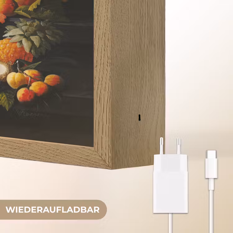 Stilleven met bloemen en fruit - Kunstwerk - Oude meesters Light Box met batterij (Wandlamp) middel -USP_websiteoplaadbaarDE