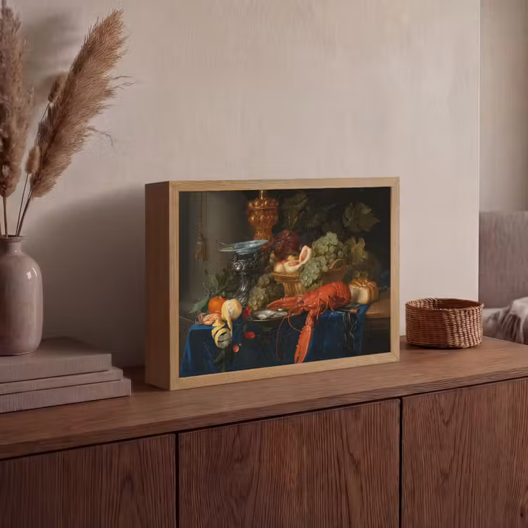 Stilleven met een gouden bokaal - Schilderij - Oude meesters Light Box met batterij (Wandlamp) middel -sfeer2
