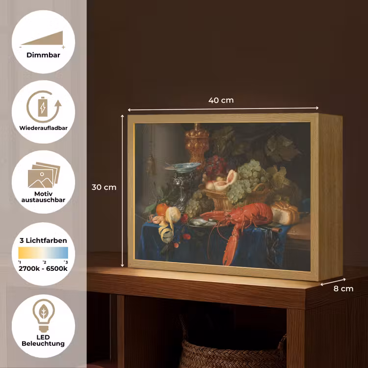 Stilleven met een gouden bokaal - Schilderij - Oude meesters Light Box met batterij (Wandlamp) middel -USP_websiteoverzichtDE
