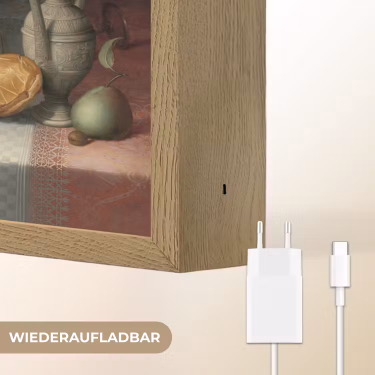 Stilleven met kazen - Kunstwerk - Oude meesters Light Box met batterij (Wandlamp) middel -USP_websiteoplaadbaarDE