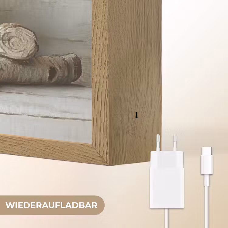 Stilleven - Wit - Kaarsen - Rustiek - Natuur Light Box met batterij (Wandlamp) middel -USP_websiteoplaadbaarDE