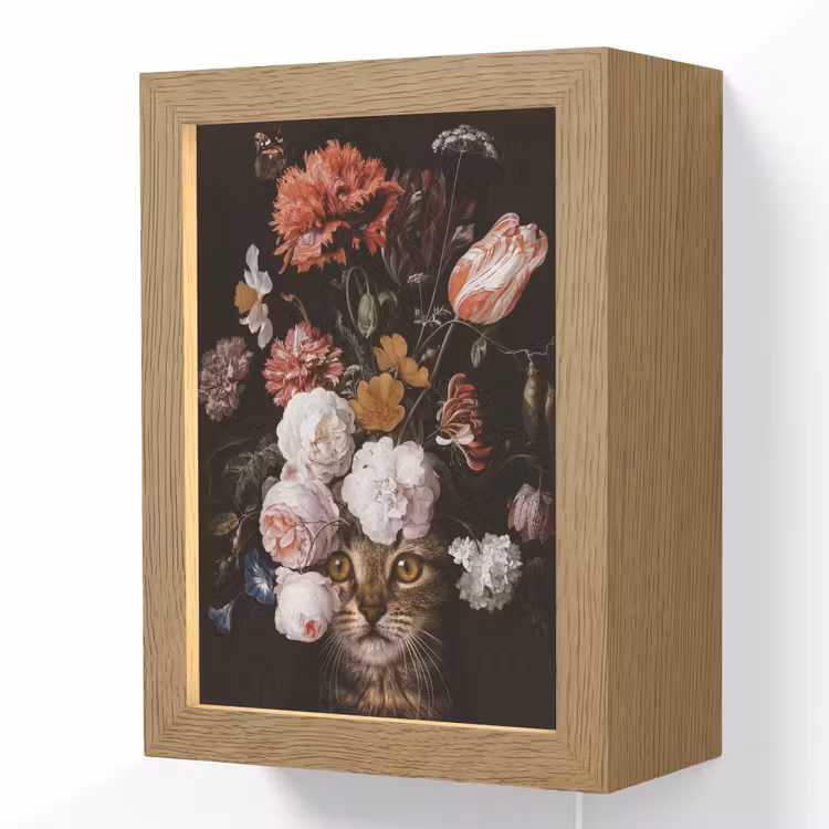 Stilleven met bloemen - Jan Davidsz de Heem - Kat Light Box met kabel (Wandlamp) klein -3d