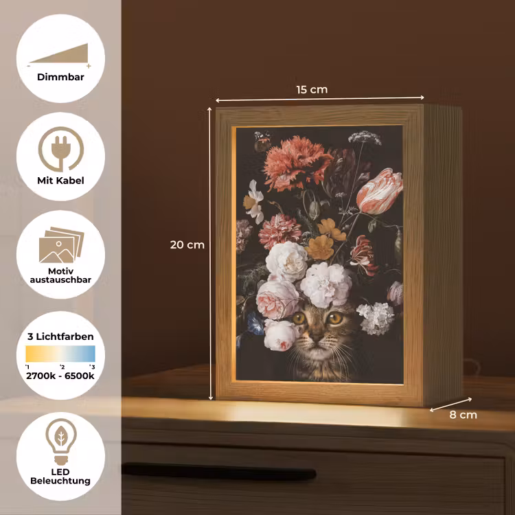 Stilleven met bloemen - Jan Davidsz de Heem - Kat Light Box met kabel (Wandlamp) klein -USP_websiteoverzichtDE