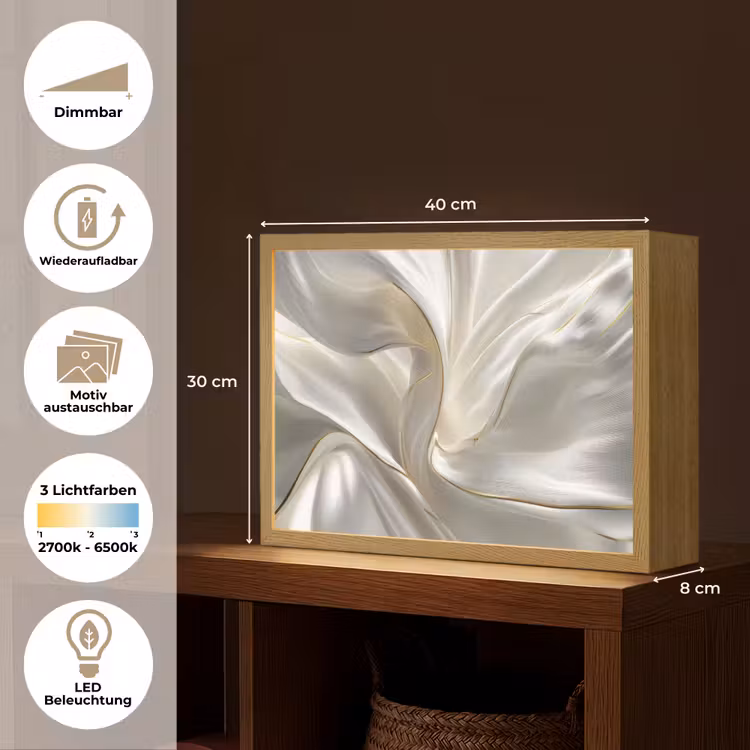 Stof - Plooien - Goud Light Box met batterij (Wandlamp) middel -USP_websiteoverzichtDE