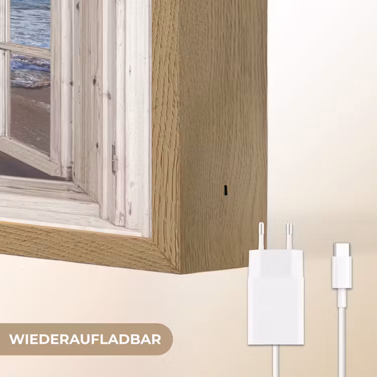 Strand - Doorkijk - Zonsondergang - Landschap - Zee - Natuur Light Box met batterij (Wandlamp) middel -USP_websiteoplaadbaarDE