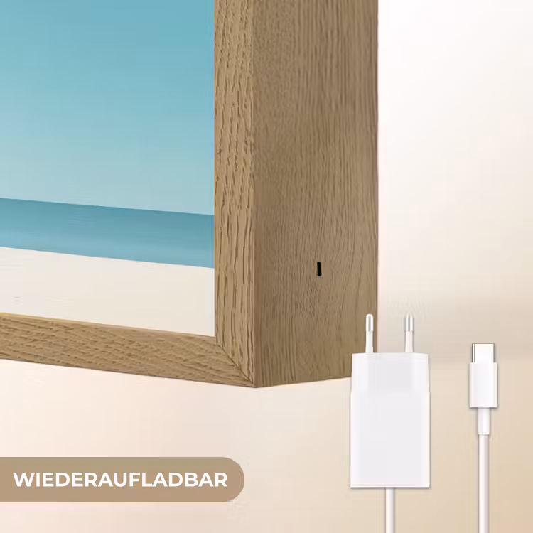 Strand - Blauwe lucht - Geel - Parasol Light Box met batterij (Wandlamp) middel -USP_websiteoplaadbaarDE
