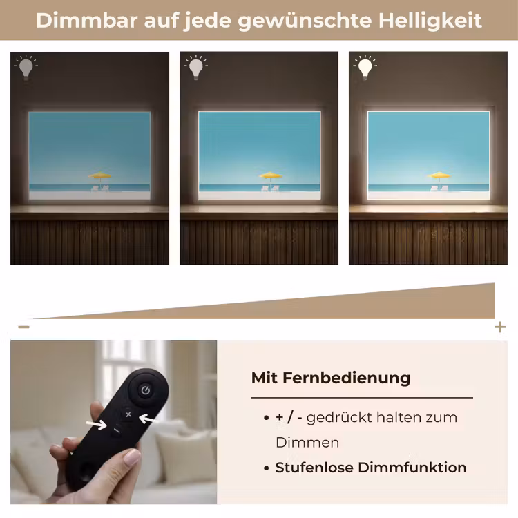 Strand - Blauwe lucht - Geel - Parasol Light Box met batterij (Wandlamp) middel -USP_dimbaarDE