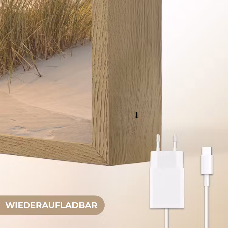 Strand - Duin - Gras - Zonsondergang - Zee Light Box met batterij (Wandlamp) middel -USP_websiteoplaadbaarDE