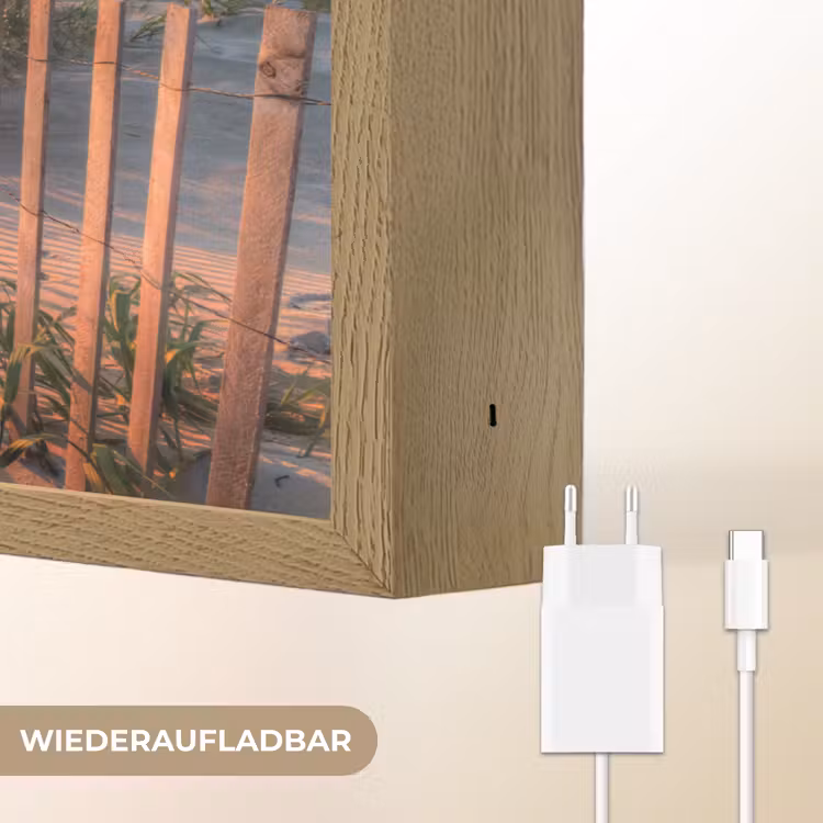 Strand - Zee - Duin - Zonsondergang - Landschap Light Box met batterij (Wandlamp) middel -USP_websiteoplaadbaarDE