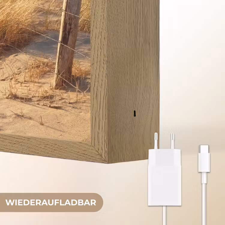 Strand - Zee - Nederland - Duinen - Zon Light Box met batterij (Wandlamp) middel -USP_websiteoplaadbaarDE