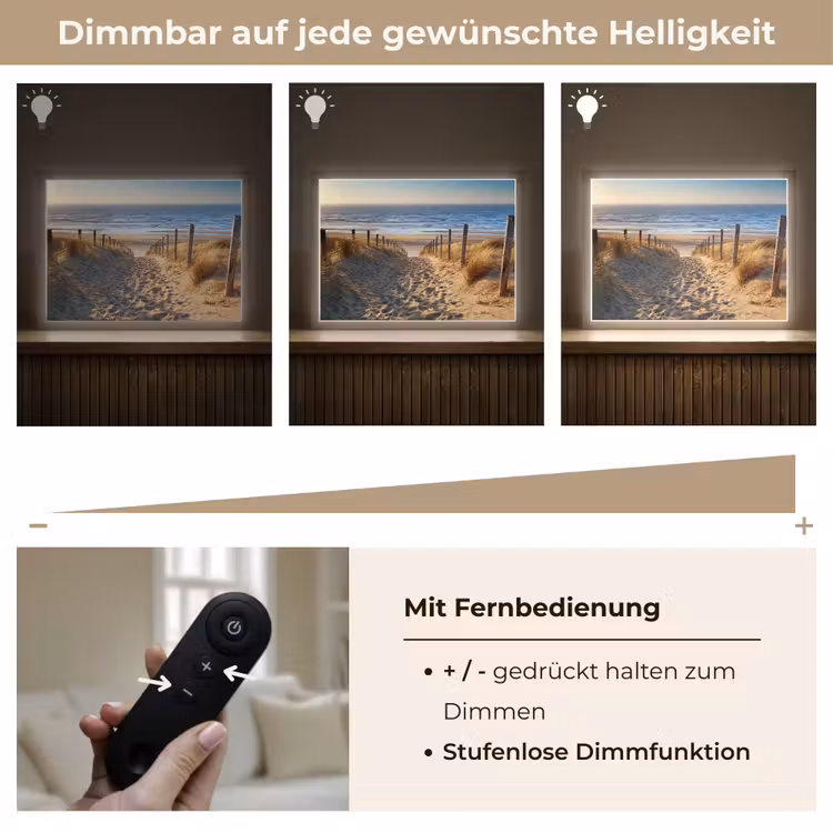 Strand - Zee - Nederland - Duinen - Zon Light Box met batterij (Wandlamp) middel -USP_dimbaarDE