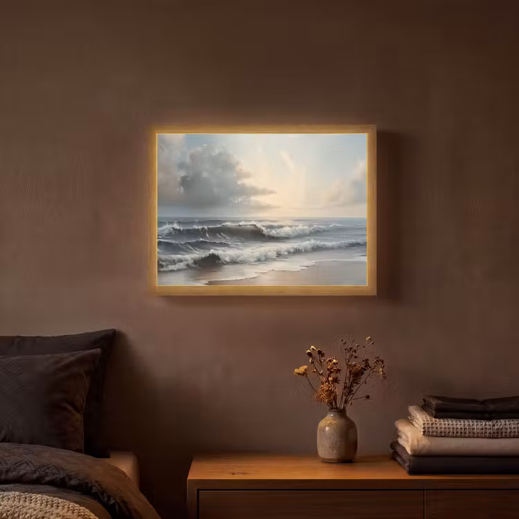 Strand - Zee - Zonsondergang Light Box met batterij (Wandlamp) middel -sfeer4
