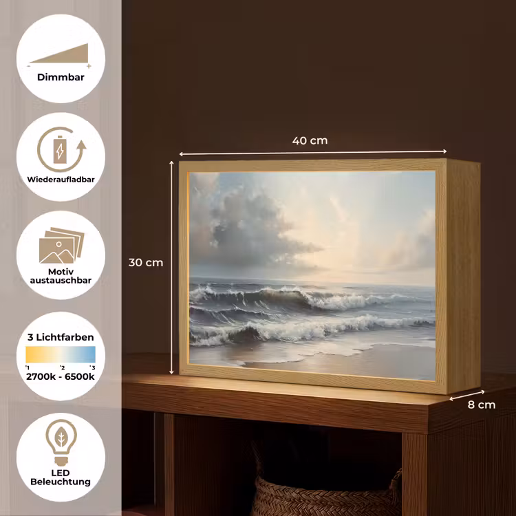 Strand - Zee - Zonsondergang Light Box met batterij (Wandlamp) middel -USP_websiteoverzichtDE