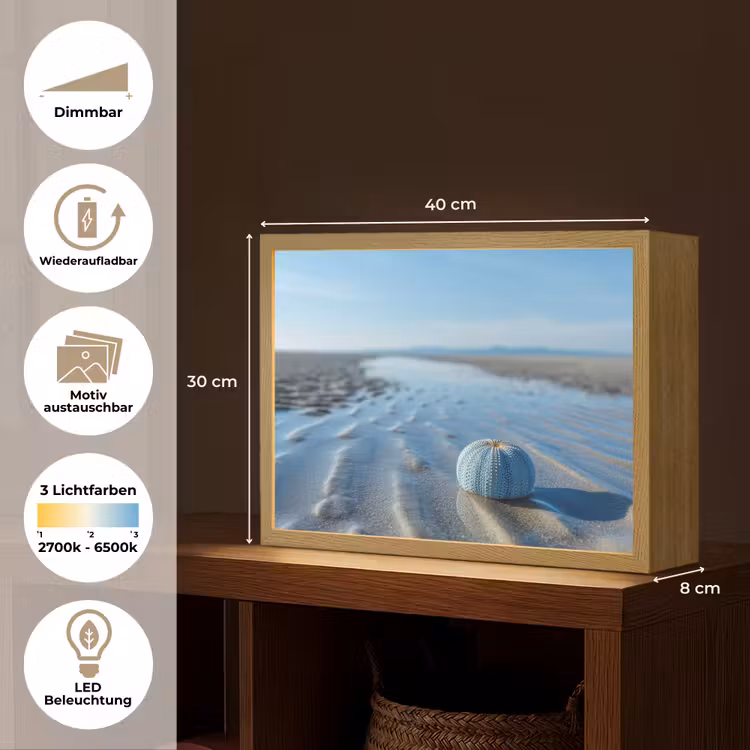Strand - Schild - Water - Blauw Light Box met batterij (Wandlamp) middel -USP_websiteoverzichtDE