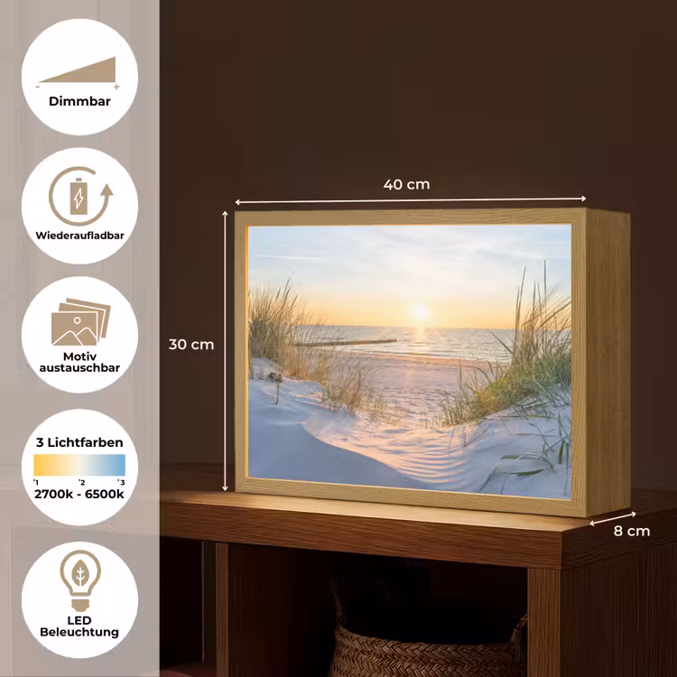 Strand - Zon - Duin - Gras - Zand - Horizon Light Box met batterij (Wandlamp) middel -USP_websiteoverzichtDE