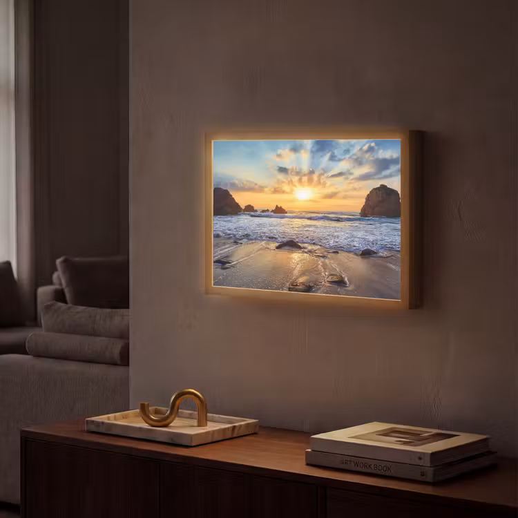 Strand - Zonsondergang - Natuur - Zee - Landschap Light Box met batterij (Wandlamp) middel -sfeer1