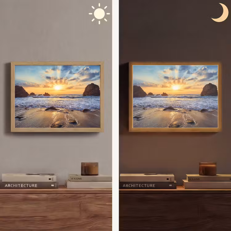 Strand - Zonsondergang - Natuur - Zee - Landschap Light Box met batterij (Wandlamp) middel -sfeer3
