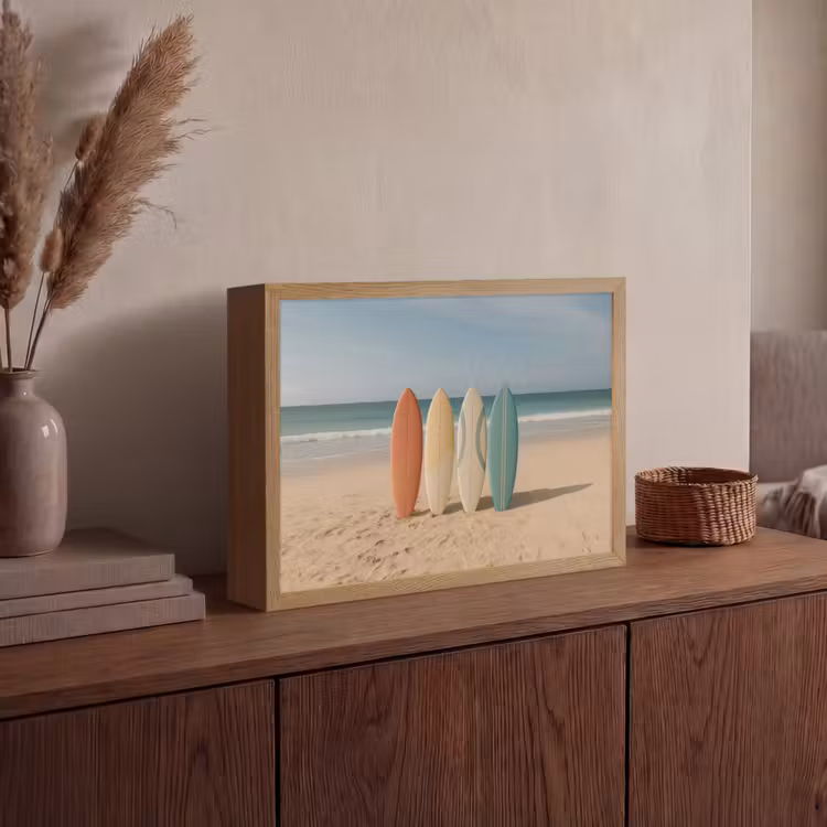 Strand - Surfbord - Pastel Light Box met batterij (Wandlamp) middel -sfeer2
