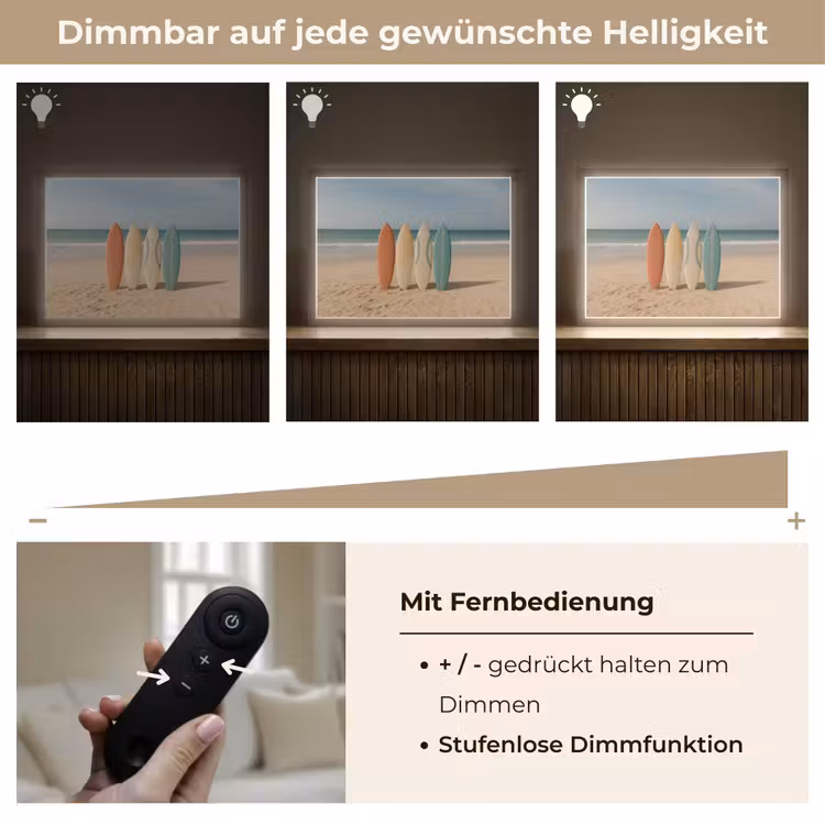 Strand - Surfbord - Pastel Light Box met batterij (Wandlamp) middel -USP_dimbaarDE