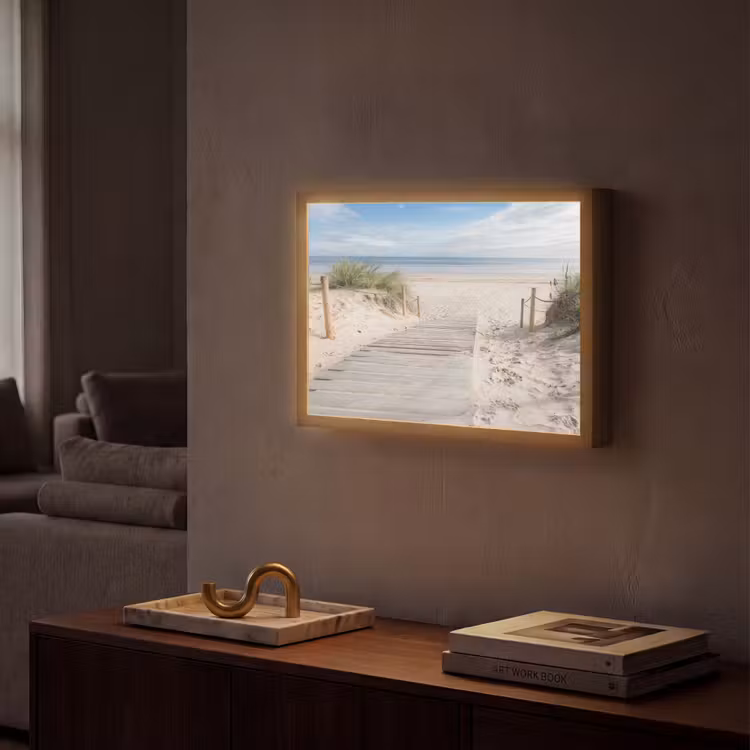 Strand - Pad - Duinen - Zee - Zomer Light Box met batterij (Wandlamp) middel -sfeer1