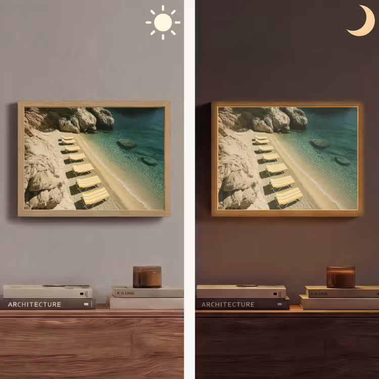 Strandbedden - Zee - Stenen - Baai Light Box met batterij (Wandlamp) middel -sfeer3