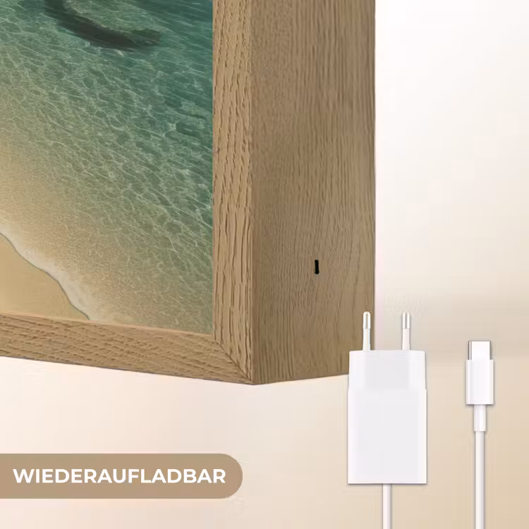 Strandbedden - Zee - Stenen - Baai Light Box met batterij (Wandlamp) middel -USP_websiteoplaadbaarDE