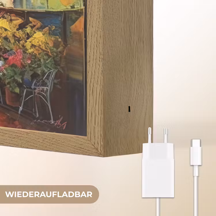 Straat - Olieverf - Kleurrijk - Stad Light Box met batterij (Wandlamp) middel -USP_websiteoplaadbaarDE