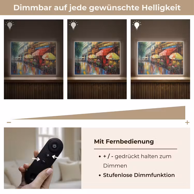 Straat - Olieverf - Kleurrijk - Stad Light Box met batterij (Wandlamp) middel -USP_dimbaarDE