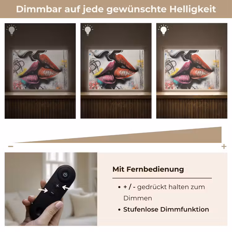 Street art - Lippen - Kus - Graffiti Light Box met batterij (Wandlamp) middel -USP_dimbaarDE