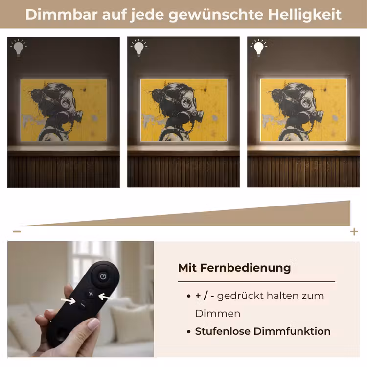 Street art - Meisje - Geel - Banksy Style Light Box met batterij (Wandlamp) middel -USP_dimbaarDE
