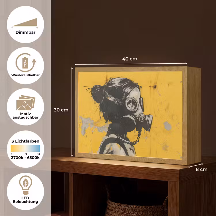 Street art - Meisje - Geel - Banksy Style Light Box met batterij (Wandlamp) middel -USP_websiteoverzichtDE