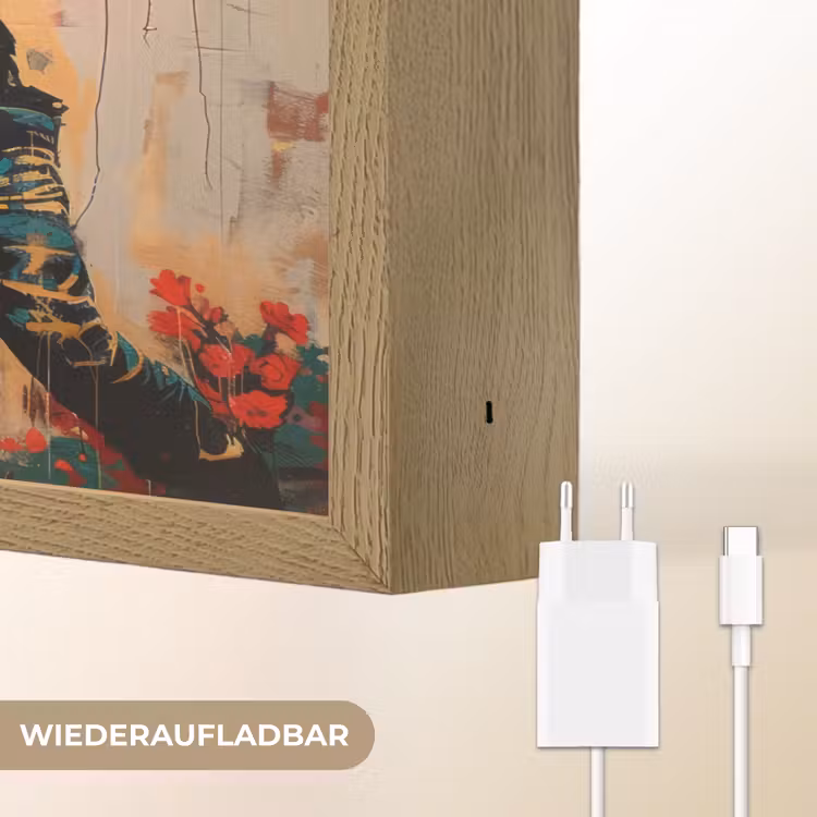 Street art - Man - Bloemen - Graffiti - Banksy Style Light Box met batterij (Wandlamp) middel -USP_websiteoplaadbaarDE